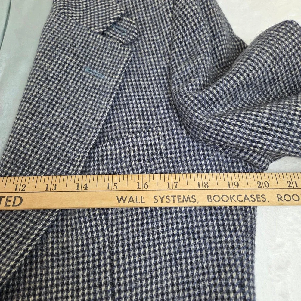 Bradstreet & Scholl Mens Blue Houndstooth Tweed Sport‎ Coat Blazer Vintage 42R